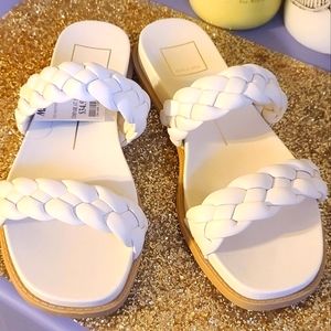 Braided White Sandals